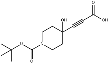 3-(1-(叔丁氧羰基)-4-羟基哌啶-4-基)丙炔酸 结构式