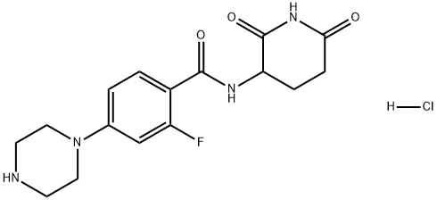 N-(2,6-二氧代-3-哌啶基)-2-氟-4-(1-哌嗪基)-盐酸苯甲酰胺(1:1) 结构式