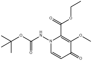 1-((叔丁氧基羰基)氨基)-3-甲氧基-4-氧代-1,4-二氢吡啶-2-羧酸乙酯 结构式