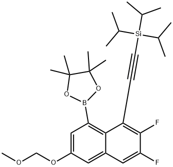 1,3,2-二氧硼杂环戊烷,2-[6,7-二氟-3-(甲氧基甲氧基)-8-[2-[三(1-甲基乙基)甲硅烷基]乙炔基]-1-萘基]-4,4,5,5-四甲基 结构式