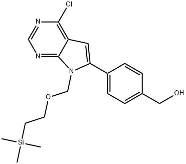 (4-(4-氯-7-((2-(三甲基甲硅烷基)乙氧基)甲基)-7H-吡咯并[2,3-D]嘧啶-6-基)苯基)甲醇 结构式