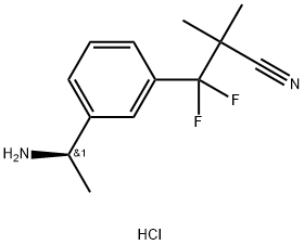 (R)-3-(3-(1-氨基乙基)苯基)-3,3-二氟-2,2-二甲基丙腈盐酸盐 结构式