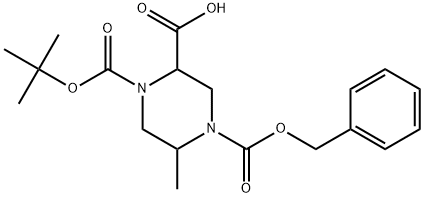 4-((苄氧基)羰基)-1-(叔丁氧基羰基)-5-甲基哌嗪-2-羧酸 结构式