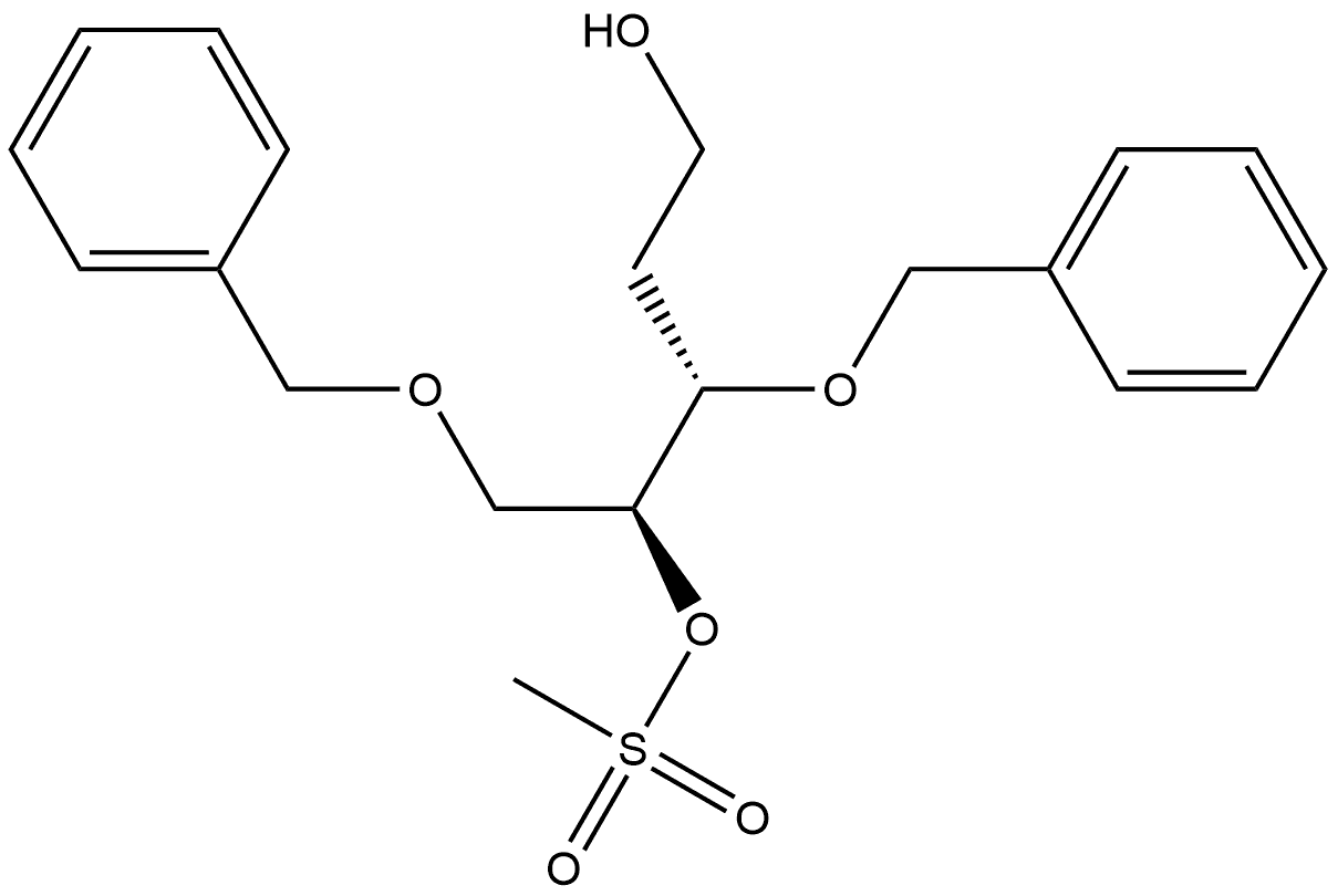 L-threo-Pentitol, 4-deoxy-1,3-bis-O-(phenylmethyl)-, 2-methanesulfonate 结构式