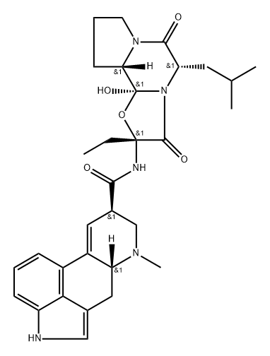 2'-Ethyl-12'-hydroxy-5'α-(2-methylpropyl)ergotaman-3',6',18-trione 结构式