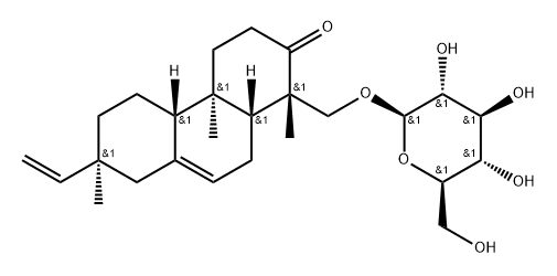 (1S)-1β-[(β-D-Altropyranosyloxy)methyl]-7α-vinyl-3,4,4a,4bα,5,6,7,8,10,10aα-decahydro-1,4aβ,7-trimethylphenanthren-2(1H)-one 结构式