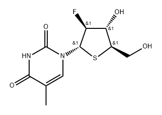 2’-Deoxy-2’-fluoro-5-methyl-4’-thio-alpha-D-arabinouridine 结构式