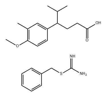 Benzenebutanoic acid, 4-Methoxy-3-Methyl-g-
(1-Methylethyl)-, coMpd. with phenylMethyl
carbaMiMidothioate (1:1) 结构式