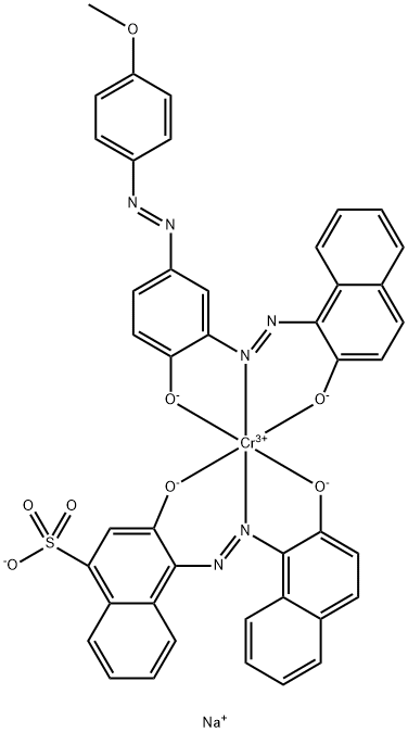 [3-羟基-4-[(2-羟基-1-萘基)偶氮]-1-萘磺酰][1-[[2-羟基-5-[(P-甲氧基苯基)偶氮]苯基]偶氮]-2-萘酚]铬酸二钠盐 结构式