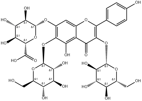 6-羟基山奈酚-3,6-O-二葡萄糖-7-O-葡萄糖醛酸苷 结构式