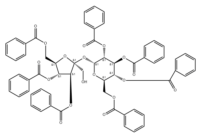 2,3,4,6,3',4',6'-七-O-苯甲酰基蔗糖 结构式