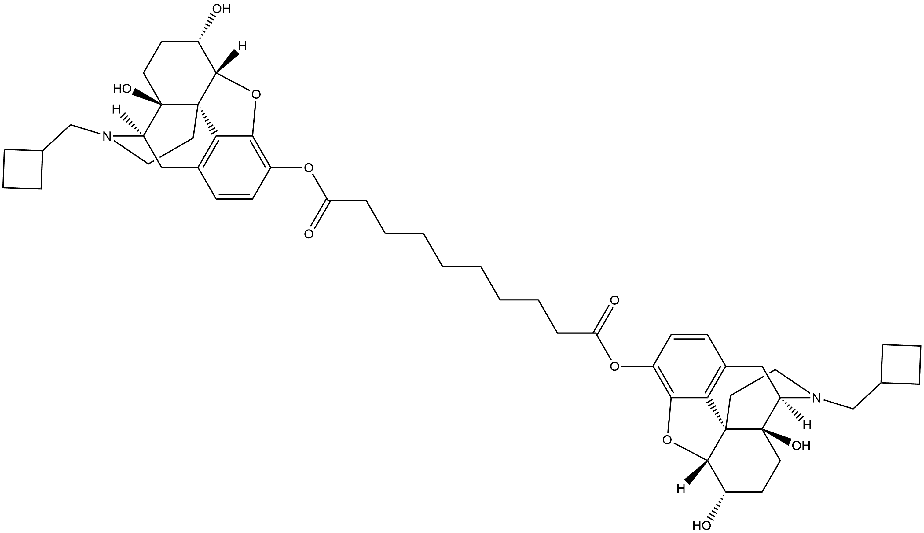 Morphinan-3,6,14-triol, 17-(cyclobutylmethyl)-4,5-epoxy-, 3,3'-decanedioate, (5α,6α)-(5'α,6'α)- 结构式
