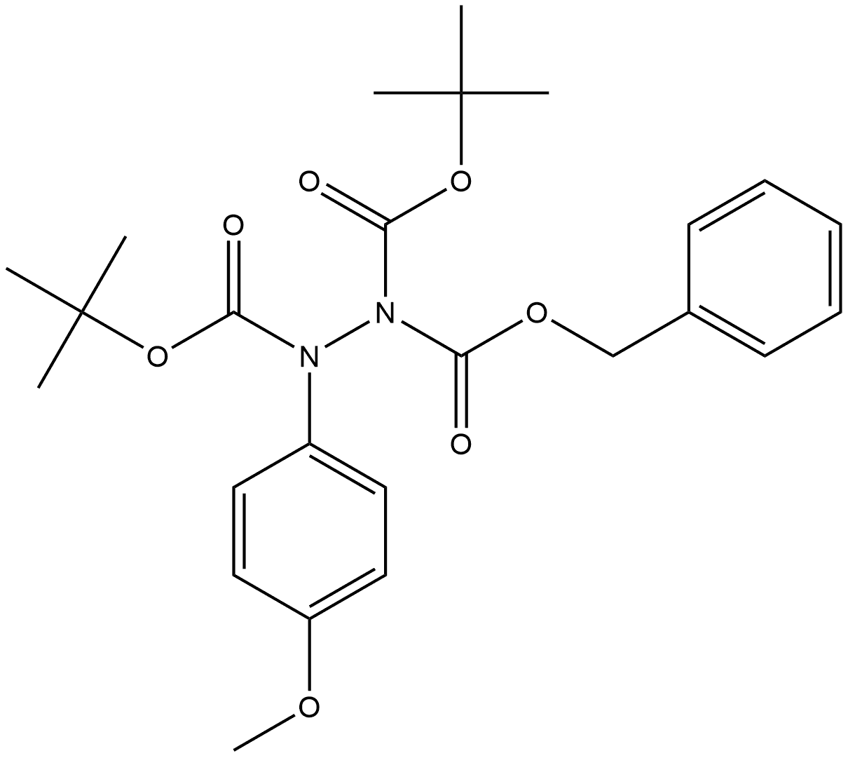 1-benzyl 1,2-di-tert-butyl 2-(4-metoxyphenyl)hydrazine-1,1,2-tricarboxylate 结构式