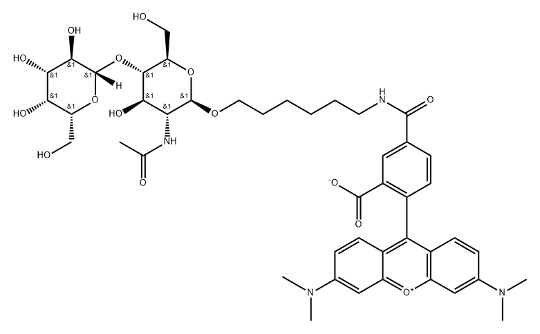 Xanthylium, 9-4-6-2-(acetylamino)-2-deoxy-4-O-.beta.-D-galactopyranosyl-.beta.-D-glucopyranosyloxyhexylaminocarbonyl-2-carboxyphenyl-3,6-bis(dimethylamino)-, inner salt 结构式