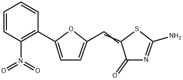 2-氨基-5-((5-(2-硝基苯基)呋喃-2-基)亚甲基)噻唑-4(5H)-酮 结构式