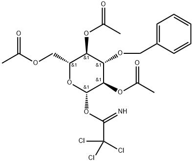 2,4,6-三-O-乙酰基-3-O-苄基-Β-D-吡喃葡萄糖基三氯乙酰基 结构式