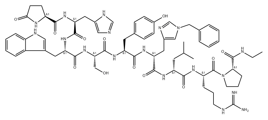 (DES-GLY10,D-HIS(BZL)6,D-LEU7,PRO-NHET9)-LHRH 结构式