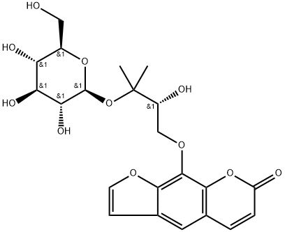 3'-O-BETA-D-吡喃葡萄糖苷白芷属脑酯 结构式