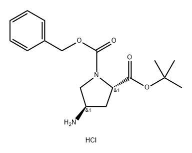 1,2-Pyrrolidinedicarboxylic acid, 4-amino-, 2-(1,1-dimethylethyl) 1-(phenylmethyl) ester, hydrochloride (1:1), (2S,4R)- 结构式
