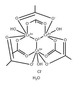 Chromium(1+), hexakis[μ-(acetato-κO:κO')]triaqua-μ3-oxotri-, chloride, hydrate (1:1:6) 结构式