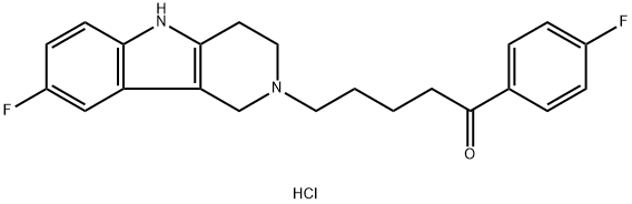 1-Pentanone, 1-(4-fluorophenyl)-5-(8-fluoro-1,3,4,5-tetrahydro-2H-pyrido[4,3-b]indol-2-yl)-, hydrochloride (1:1) 结构式