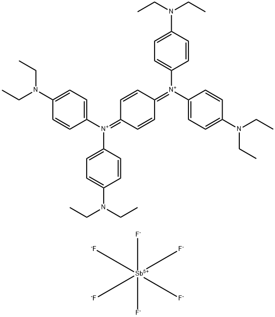 2,5-环己二烯-1,4-二基双[双[对(二乙基氨基)苯基]铵六氟锑酸盐(V)] 结构式