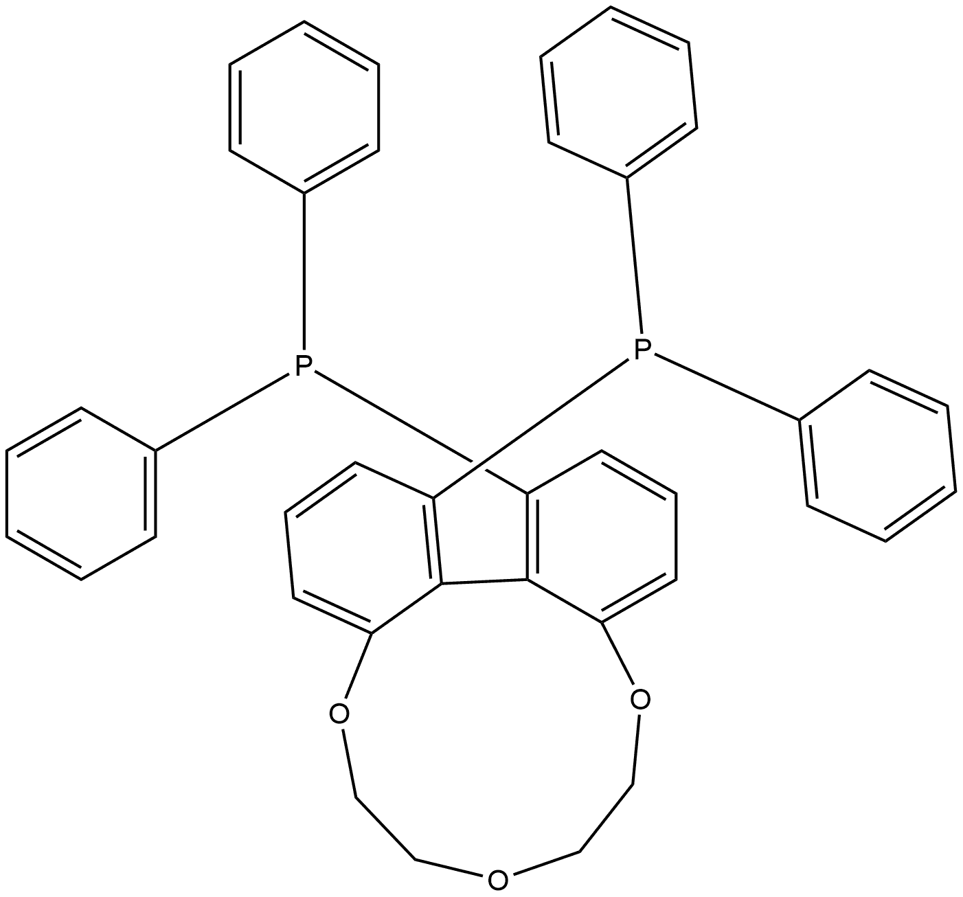 1,15-双(二苯基膦基)-6,7,9,10-四氢二苯并[H,J][1,4,7]三唑环十一烯 结构式
