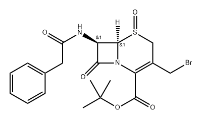 tert-butyl (5S,6R,7R)-3-bromomethyl-5,8-dioxo-7-(2-(2-phenylacetamido)-5-thia-1-azabicyclo[4.2.0] oct-2-ene-2-carboxylate 结构式