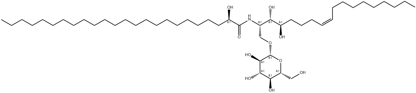 Tetracosanamide, N-[(1S,2S,3R,7Z)-1-[(β-D-glucopyranosyloxy)methyl]-2,3-dihydroxy-7-heptadecen-1-yl]-2-hydroxy-, (2R)- 结构式