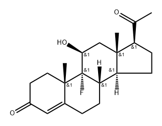 (8S,9R,10S,11S,13R,14S,17S)-17-acetyl-9-fluoro-11-hydroxy-10,13-dimeth yl-2,6,7,8,11,12,14,15,16,17-decahydro-1H-cyclopenta[a]phenanthren-3-o ne 结构式
