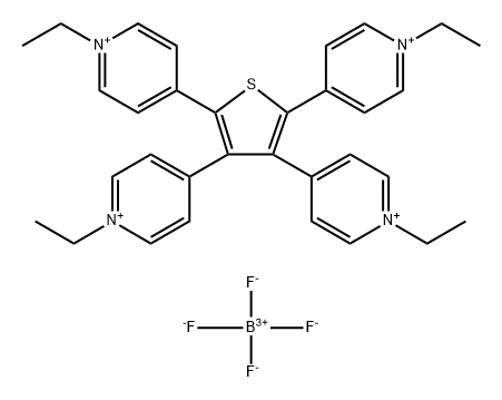 4,4',4'',4'''-(2,3,4,5-Thiophentetrayl)tetrakis(1-ethyl-tetrakis-(1-)pyridiniumterafluoroborate) 结构式