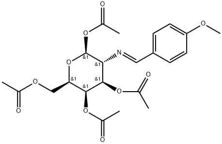 1,3,4,6-四-O-乙酰基-2-氨基-2-脱氧-N-(4-甲氧基亚苄基)-Β-D-吡喃半乳糖 结构式