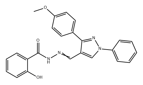 2-羟基-N'-((3-(4-甲氧基苯基)-1-苯基-1H-吡唑-4-基)亚甲基)苯甲酰肼 结构式