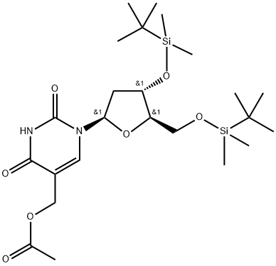 Thymidine, α-(acetyloxy)-3',5'-bis-O-[(1,1-dimethylethyl)dimethylsilyl]- 结构式