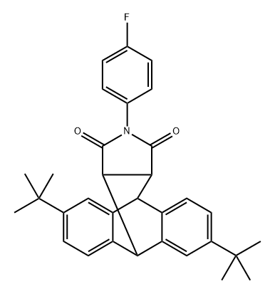 2,6-ditert-butyl-13-(4-fluorophenyl)-9,10-dihydro-12,14-dioxo-9,10-[3,4]pyrrolidinoanthracene 结构式