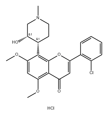 4H-1-Benzopyran-4-one, 2-(2-chlorophenyl)-8-[(3S,4R)-3-hydroxy-1-methyl-4-piperidinyl]-5,7-dimethoxy-, hydrochloride (1:1) 结构式