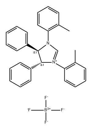 (4R,5R)-4,5-二苯基-1,3-二-邻甲苯基-4,5-二氢-1H-咪唑-3-鎓 四氟硼酸盐 结构式