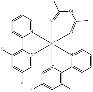 双[2-(2,4-二氟苯基)吡啶-C2,N'](乙酰丙酮)合铱(III) 结构式