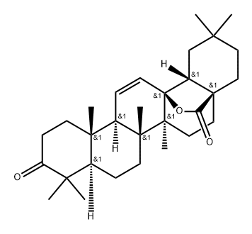 Olean-11-en-28-oic acid, 13-hydroxy-3-oxo-, γ-lactone 结构式