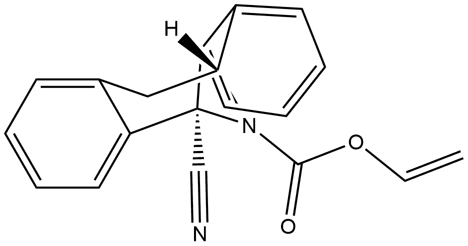 5H-Dibenzo[a,d]cyclohepten-5,10-imine-12-carboxylic acid, 5-cyano-10,11-dihydro-, ethenyl ester, (5S,10R)- 结构式