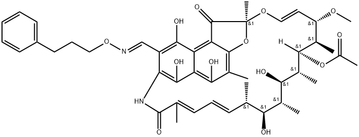 3-[[(3-Phenylpropoxy)imino]methyl]rifamycin 结构式