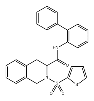 N-([1,1'-联苯]-2-基)-2-(噻吩-2-基磺酰基)-1,2,3,4-四氢异喹啉-3-甲酰胺 结构式