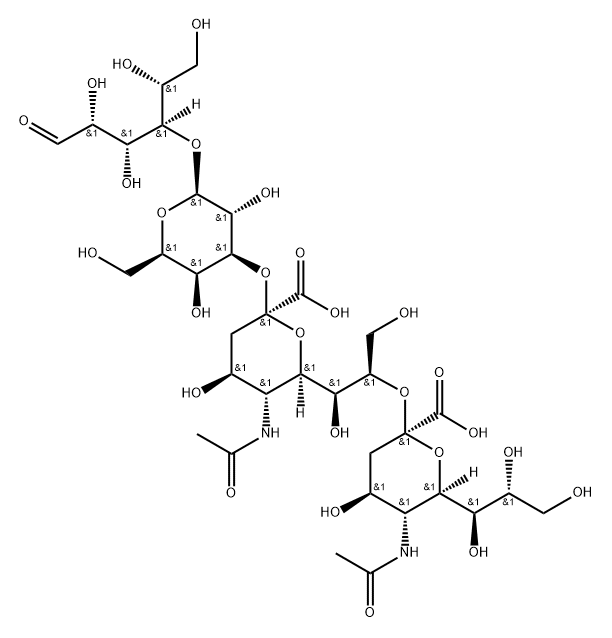 D-Glucose, O-(N-acetyl-α-neuraminosyl-(2→8))-O-(N-acetyl-α-neuraminosyl-(2→3))-O-β-D-galactopyranosyl-(1→4)- 结构式