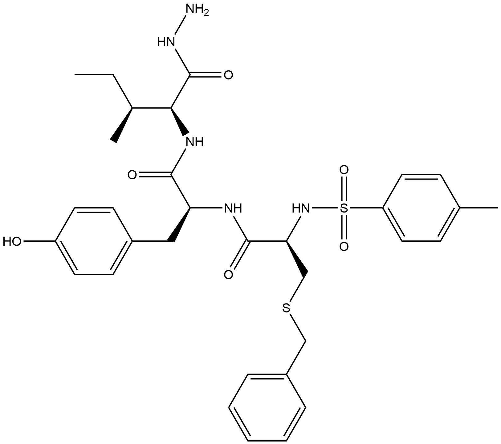L-Isoleucine, N-[N-[N-[(4-Methylphenylsulfonyl]-S-(phenylMethyl)-L-cysteinyl]-L-tyrosyl]-, hydrazide (9CI) 结构式