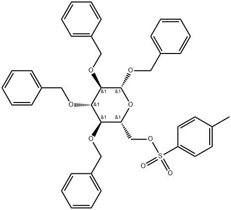 β-D-Glucopyranoside, phenylmethyl 2,3,4-tris-O-(phenylmethyl)-, 6-(4-methylbenzenesulfonate) 结构式