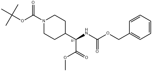 4-Piperidineacetic acid, 1-[(1,1-dimethylethoxy)carbonyl]-α-[[(phenylmethoxy)carbonyl]amino]-, methyl ester, (αR)- 结构式