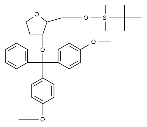 D-erythro-Pentitol, 1,4-anhydro-3-O-[bis(4-methoxyphenyl)phenylmethyl]-2-deoxy-5-O-[(1,1-dimethylethyl)dimethylsilyl]- 结构式