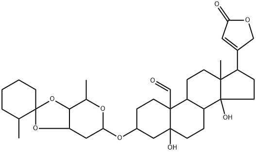 3β-[[3-O,4-O-(2-Methylcyclohexylidene)-2,6-dideoxy-β-D-ribo-hexopyranosyl]oxy]-5,14-dihydroxy-19-oxo-5β-card-20(22)-enolide 结构式