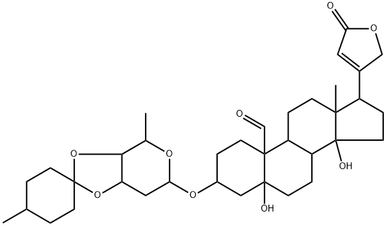 3β-[[3-O,4-O-(4-Methylcyclohexylidene)-2,6-dideoxy-β-D-ribo-hexopyranosyl]oxy]-5,14-dihydroxy-19-oxo-5β-card-20(22)-enolide 结构式