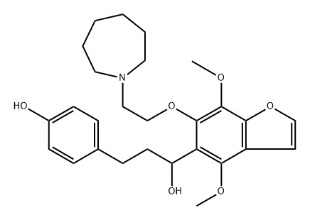 4,7-Dimethoxy-6-[2-(hexahydro-1H-azepin-1-yl)ethoxy]-α-[2-(4-hydroxyphenyl)ethyl]-5-benzofuranmethanol 结构式